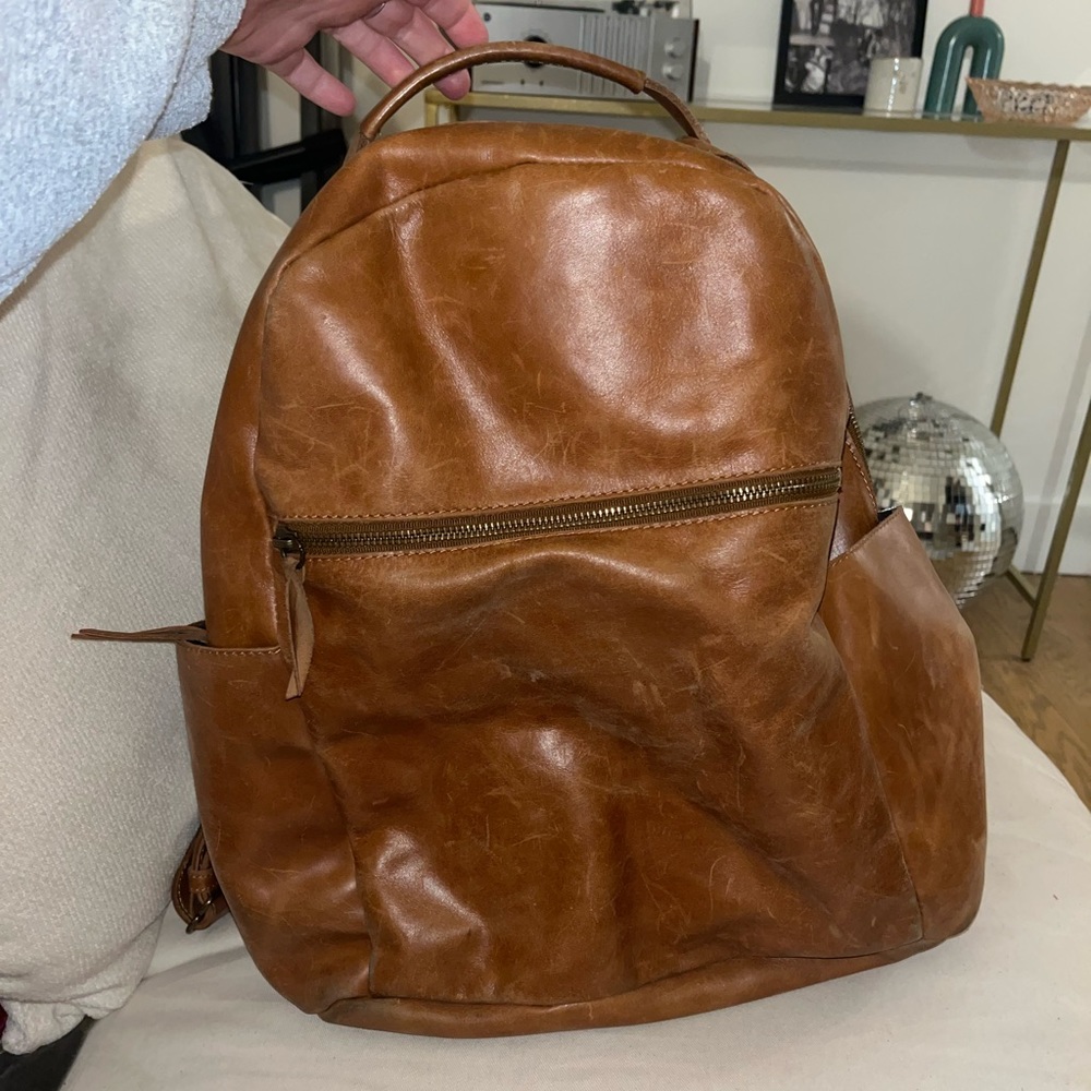 Able Alem Leather Backpack - Camel